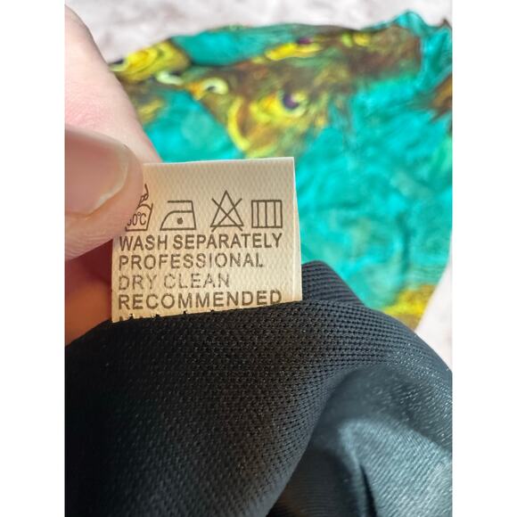 Afibi Women’s XL Peacock Print Maxi Skirt Teal Boho Flowy - Elastic Waist - Picture 2 of 8